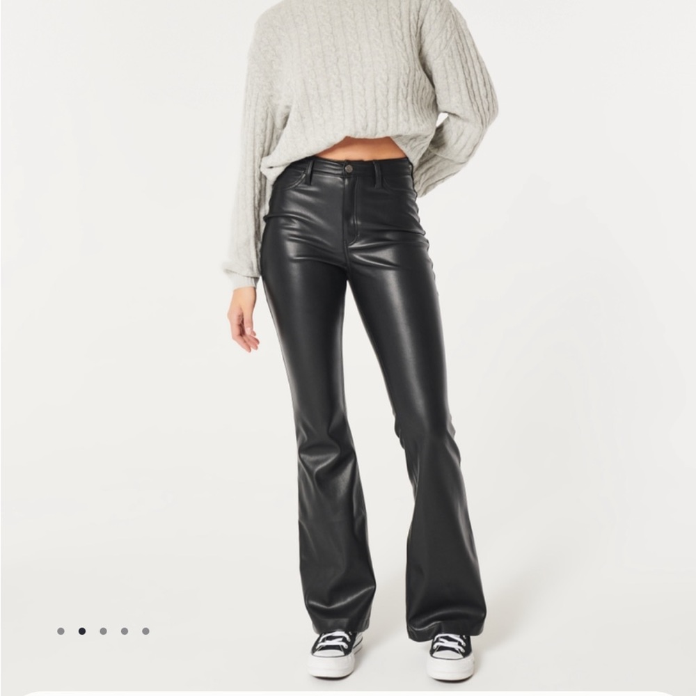Hollister Brown Leather Flare pants long/tall